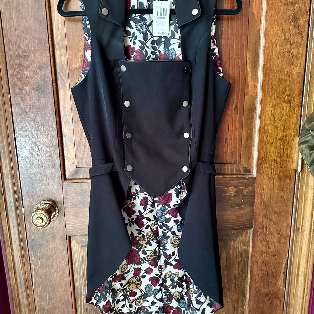 NWT Hot Topic Thorn & Fable Floral Tailcoat Long Vest
